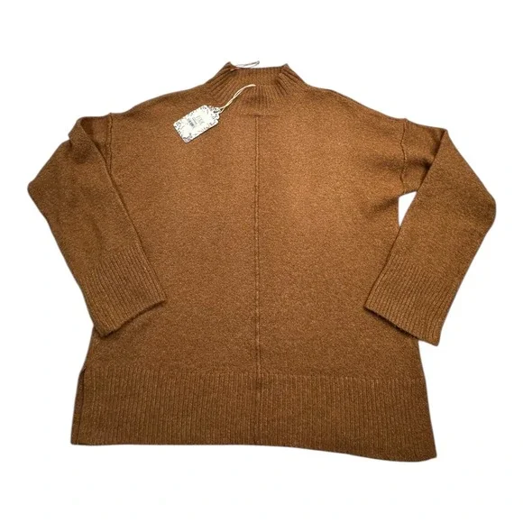 PINK ROSE Caramel Mock Neck Ribbed Knit Sweater Women's Size L - Picture 1 of 9